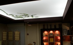 Светопрозрачный натяжной потолок в спальню